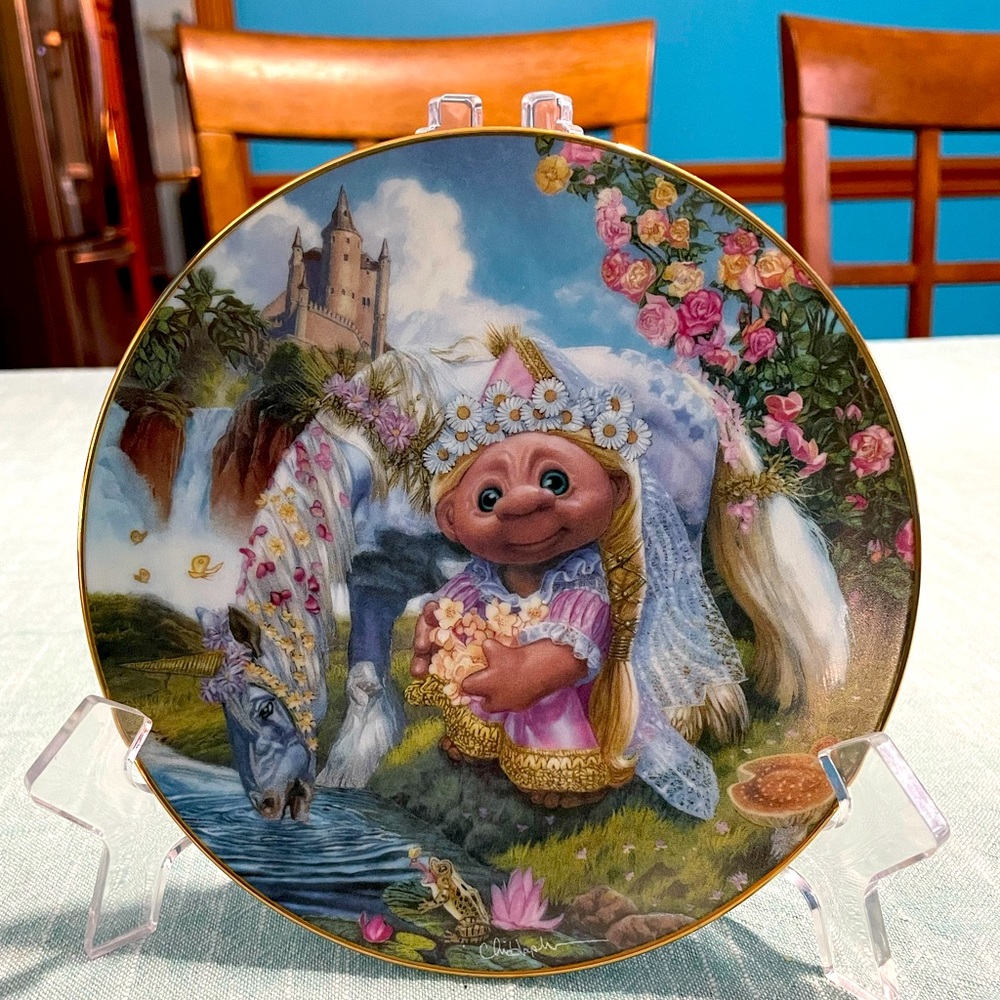 Troll Maiden 6 1/2” decorative plate with stand